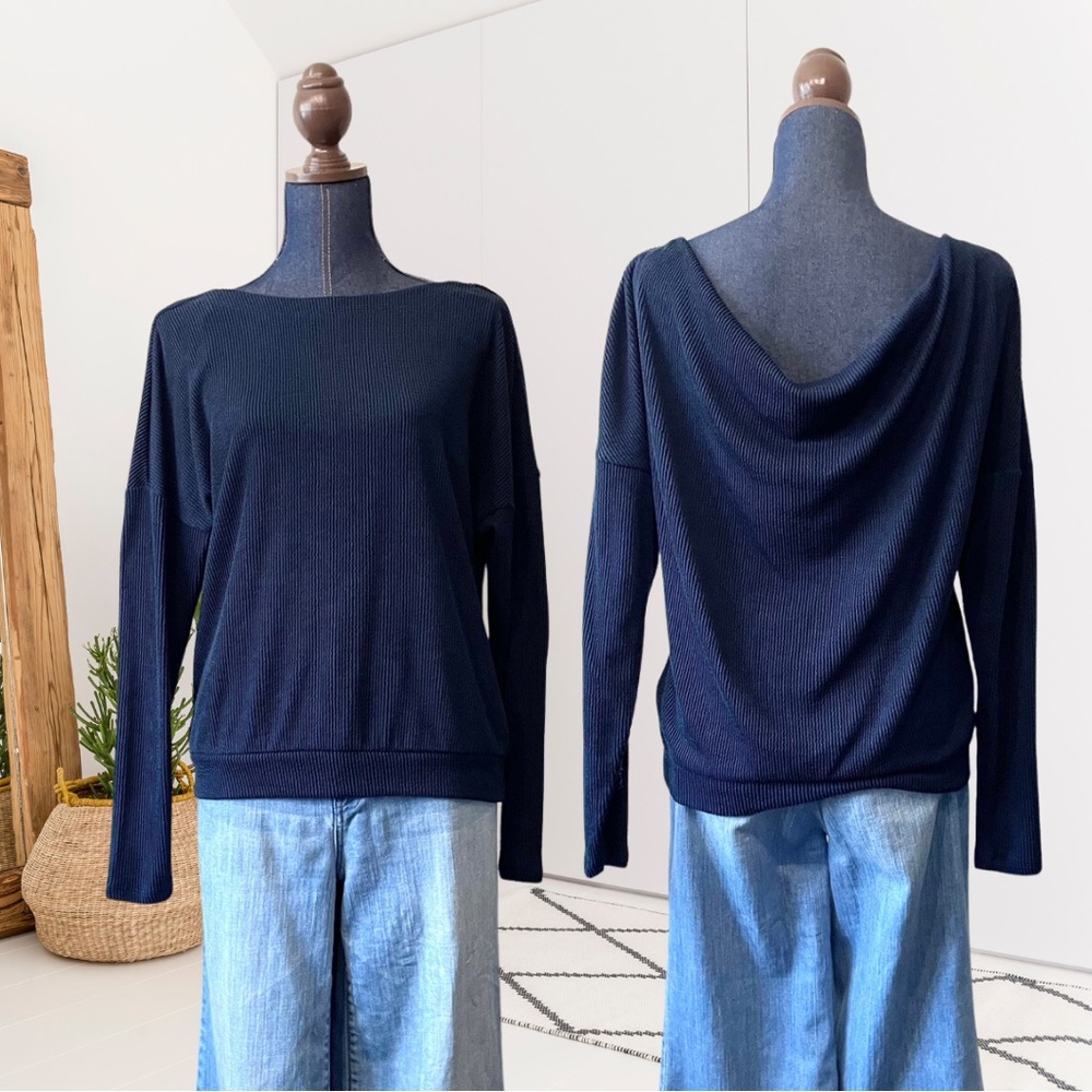 Maeve By Anthro Kasi Ribbed Draped Back Top